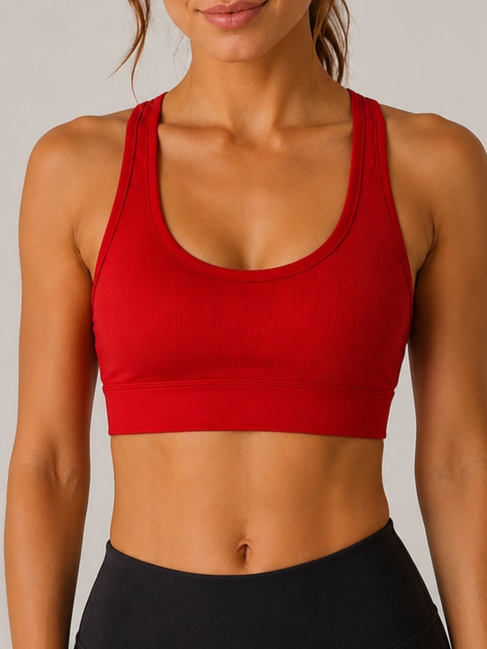 Kyodan Ribbed Racerback Sports Bra Red XS Low Impact Athletic Workout